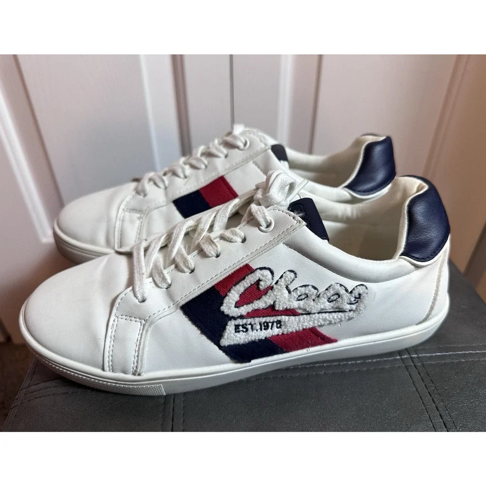 Chaps Varsity Women's Shoes Size 8.5 M Lace Up Sneakers White Navy‎ Red Logo